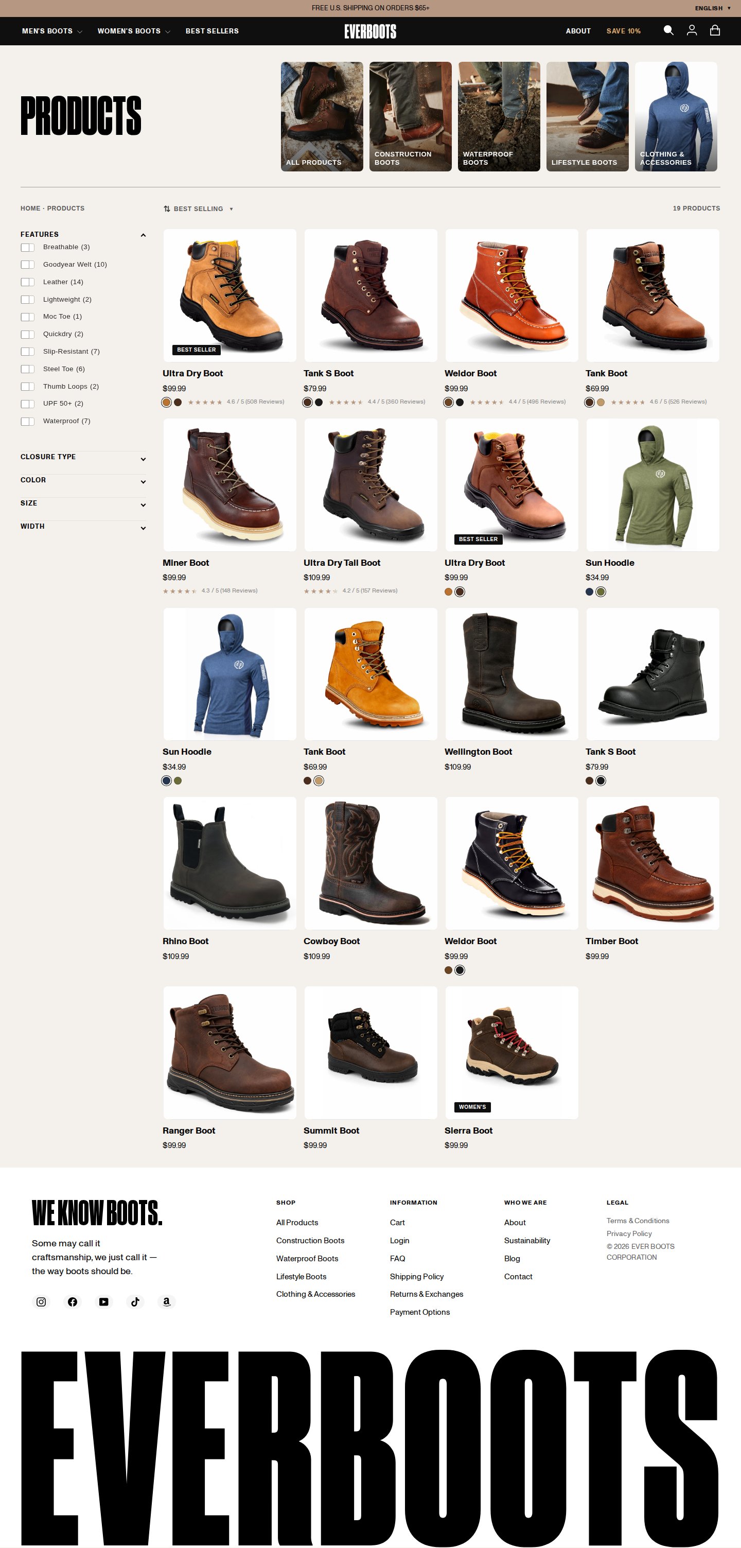 EverBoots collection page