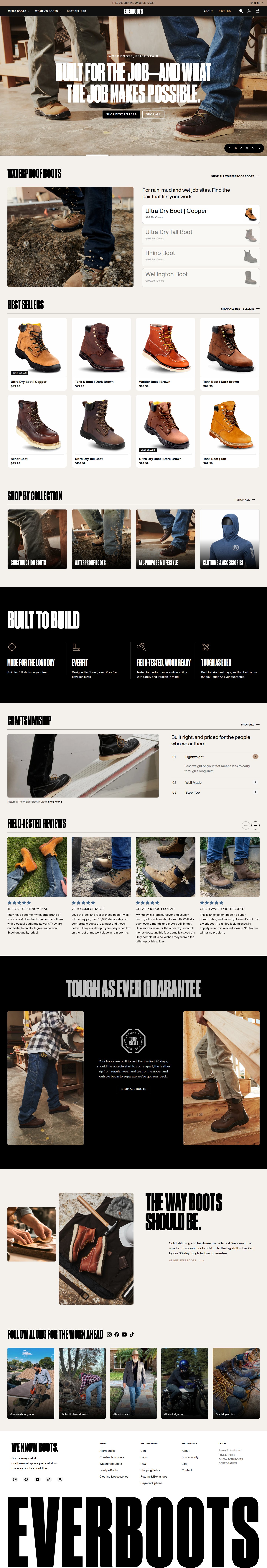 EverBoots homepage walkthrough
