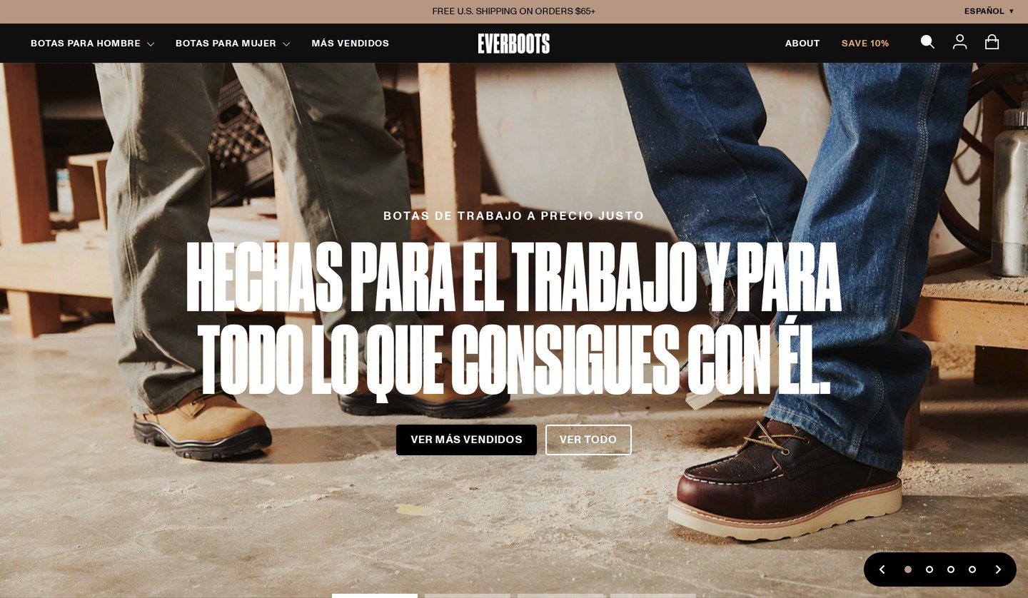 EverBoots Spanish-language homepage
