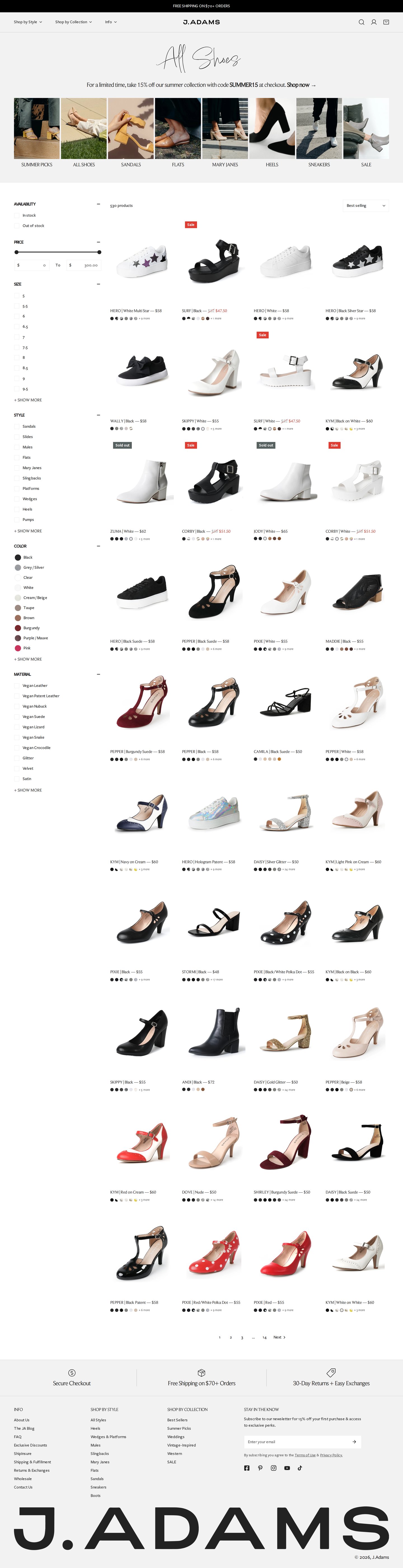 J.Adams collection page